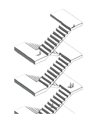 a drawing of a set of stairs with people on them