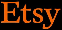 an orange etsy logo on a black background